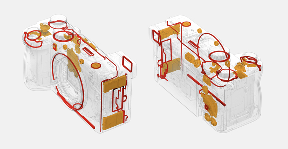 Abbildung, die zeigt, wo sich die staub- und feuchtigkeitsresistenten Dichtungen befinden