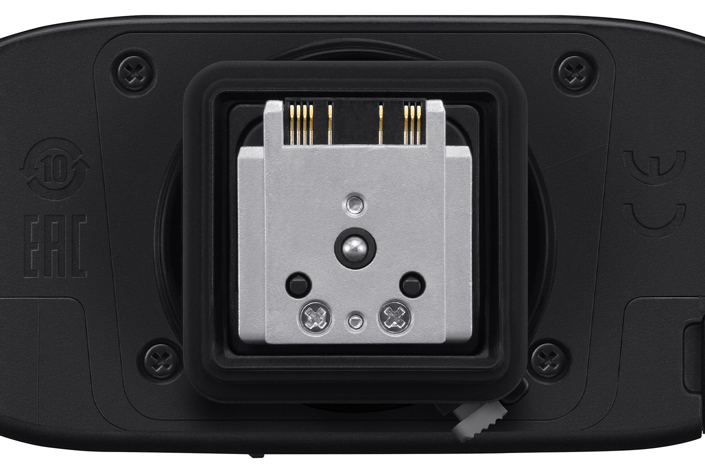 Bild eines Metallschuhfußes mit robustem Seitenrahmen unter dem Blitz