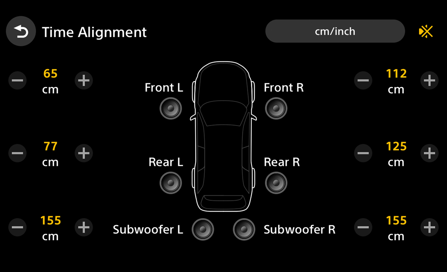Muster-Benutzeroberfläche zeigt den Zeitabgleich und die verfügbaren Optionen
